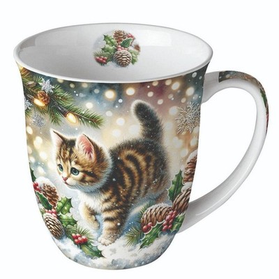 Tasse, Porzellantasse CUTE CAT in the snow 0,4l Ambiente | Katze, Kätzchen