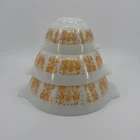 Pyrex Pumpkin Orange Amish Butterprint Cinderella Mixing Bowls Set 441 443 444