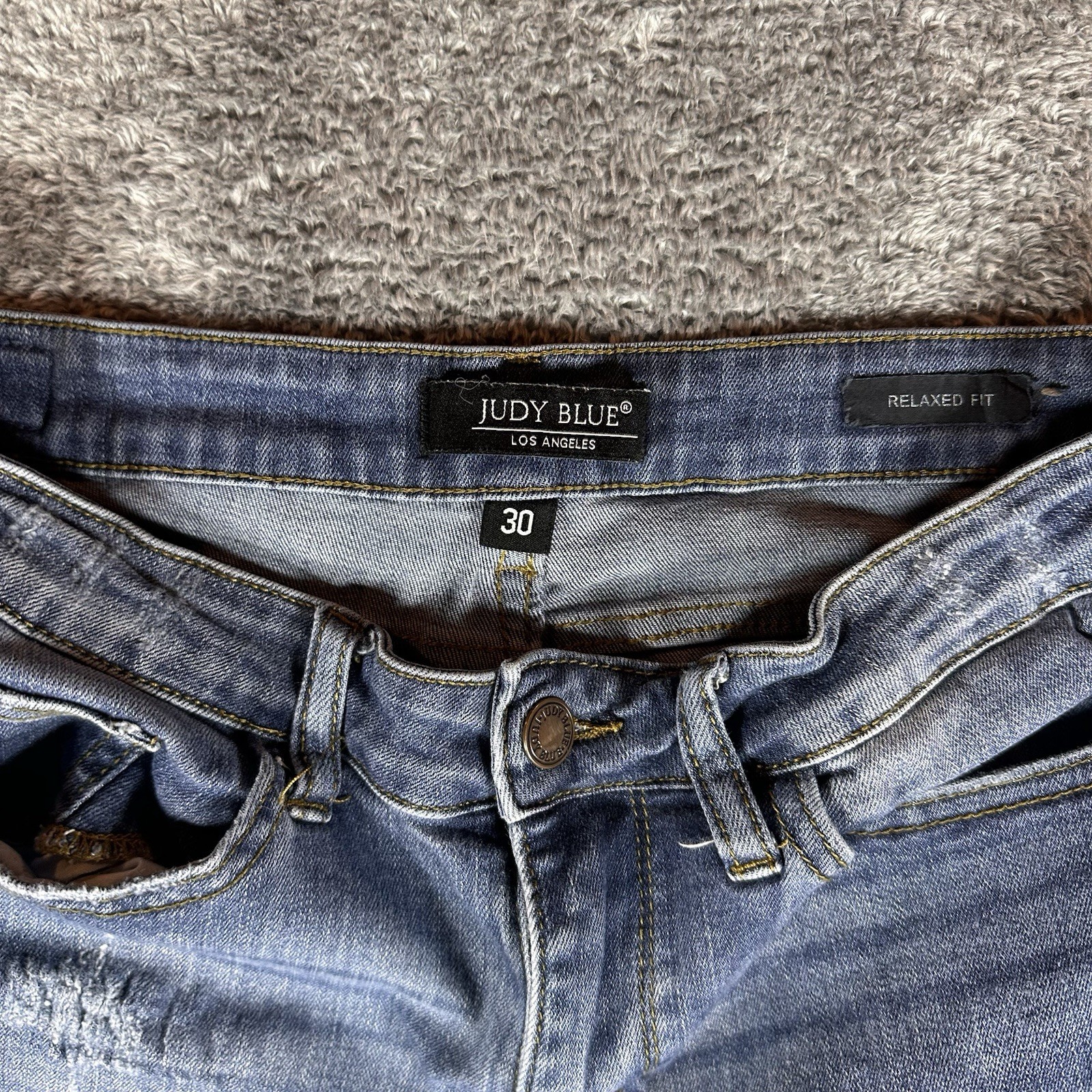 Judy Blue Jeans Women’s 30 Blue Stretch Distressed Relaxed Fit 30x26