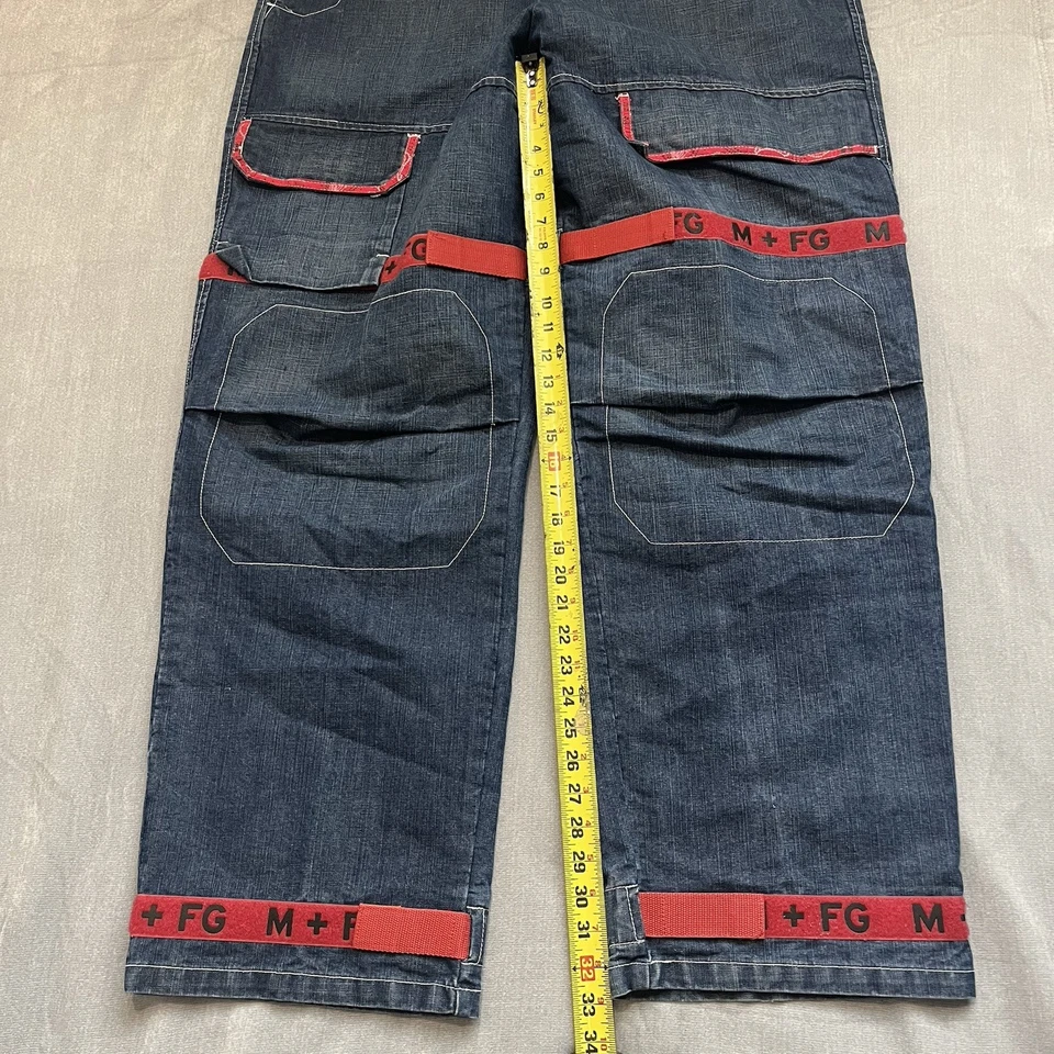 Jeans Vintage Marithe Francois Girbaud Azul Talla 38 Rojo Bandana-Rojo Cinta Transbordador Foto 3 de 4