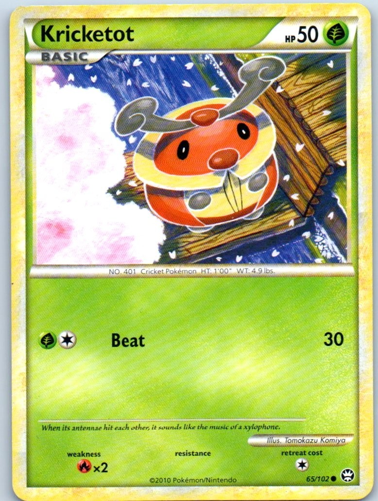 Kricketot 65/102 2010 Common Pokemon Trading Card Regular 