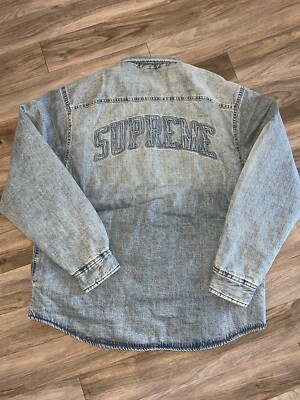 Supreme Shearling Lined Denim Work Shirt Supreme Faux Shearling