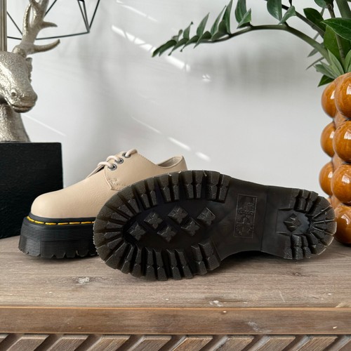 ZAPATOS DR MARTENS 1461 QUAD II Plataforma Cuero Pergamino Beige Talla UK 4 5 6 6.5 - Imagen 9 de 13
