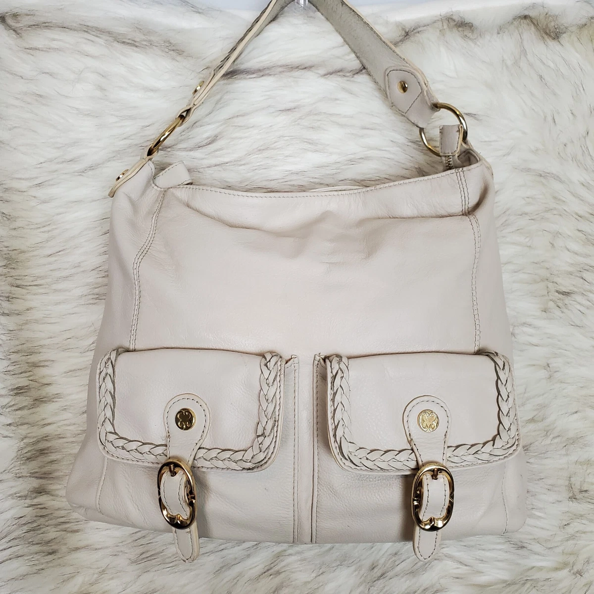 Cream top shoulder handbag