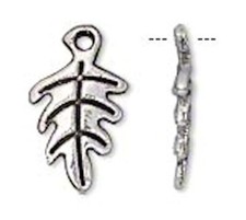 50 Antiqued Silver Plated Pewter 12x10mm LEAF Charms 