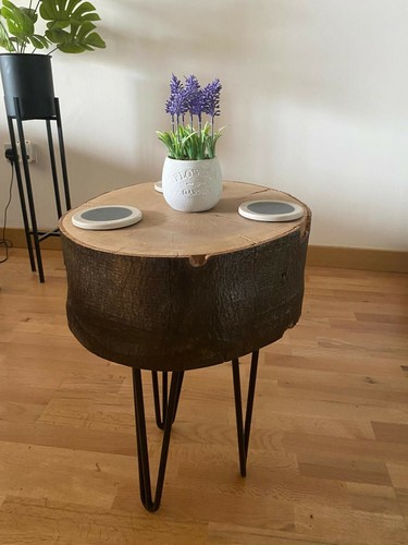 Beautiful rustic live edge tree trunk wood side table - Picture 3 of 7