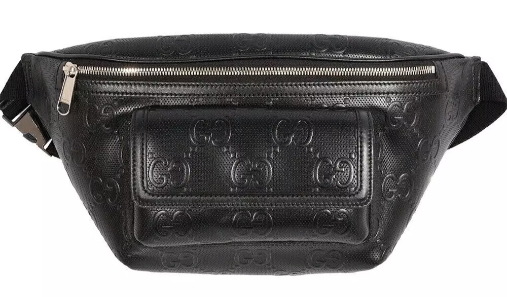 Gucci Ceinture Body Taille Sac Body Bag GG Gaufrage Cuir Noir 645093