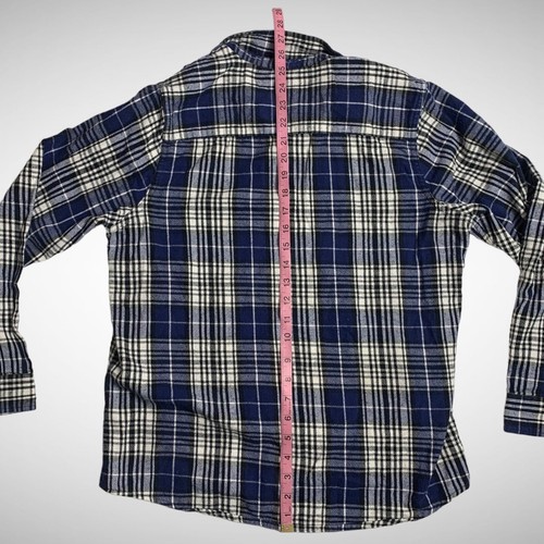 LL Bean Flannel Mens Medium Blue Plaid Button Down Long Sleeve Outdoor Pre Owned - Picture 6 of 7