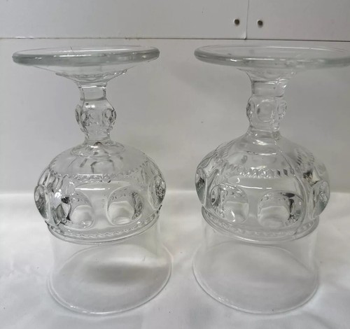 Vintage Kings Crown Clear Water Glasses Footed Glasses Set Of (2) 6”t - Picture 6 of 7