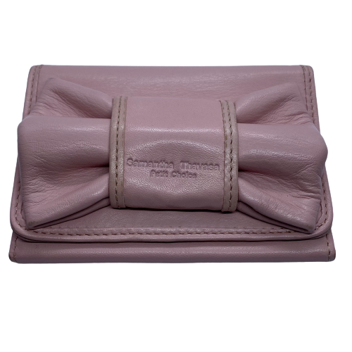 Samantha Thavasa Petit Choice Pink Leather Bow Front Small Clip On Wallet  w/ Box