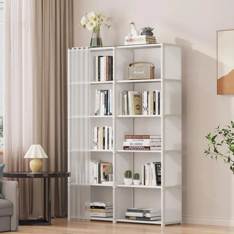 Étagère Bibliothèque 5 Niveaux 80x28x155cm Blanc - Photo 1/4