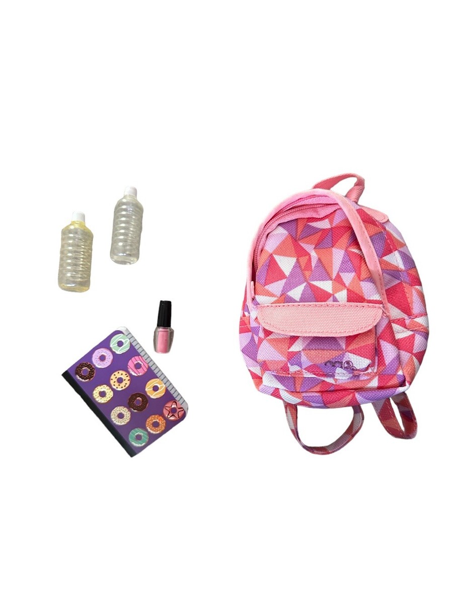 Our Generation 18” Doll Backpack Pink Purple Notebook Water Bottle Nail  Polish