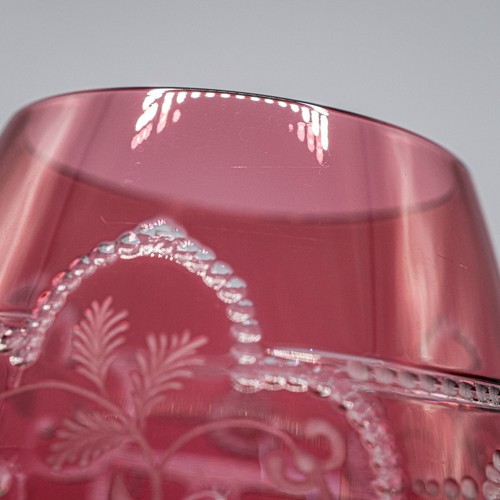 CHIP- Varga Crystal Imperial Raspberry Red Grand Water Goblet Glass - 9 1/2" - Picture 8 of 10