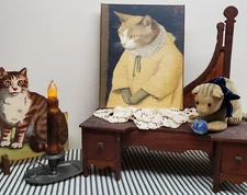 FOLK COLONIAL REPRODUCTION MEDIEVAL PRIMITIVE VINTAGE STYLE CAT SERIES #2 SIGN