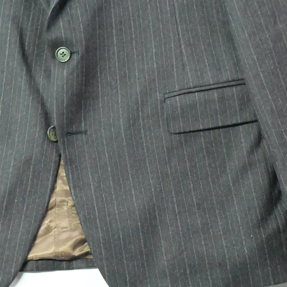 Blazer De Colección Oscar De La Renta 42R Marrón Rayas Franela Hombres Chaqueta Abrigo Deportivo Foto 3 de 4