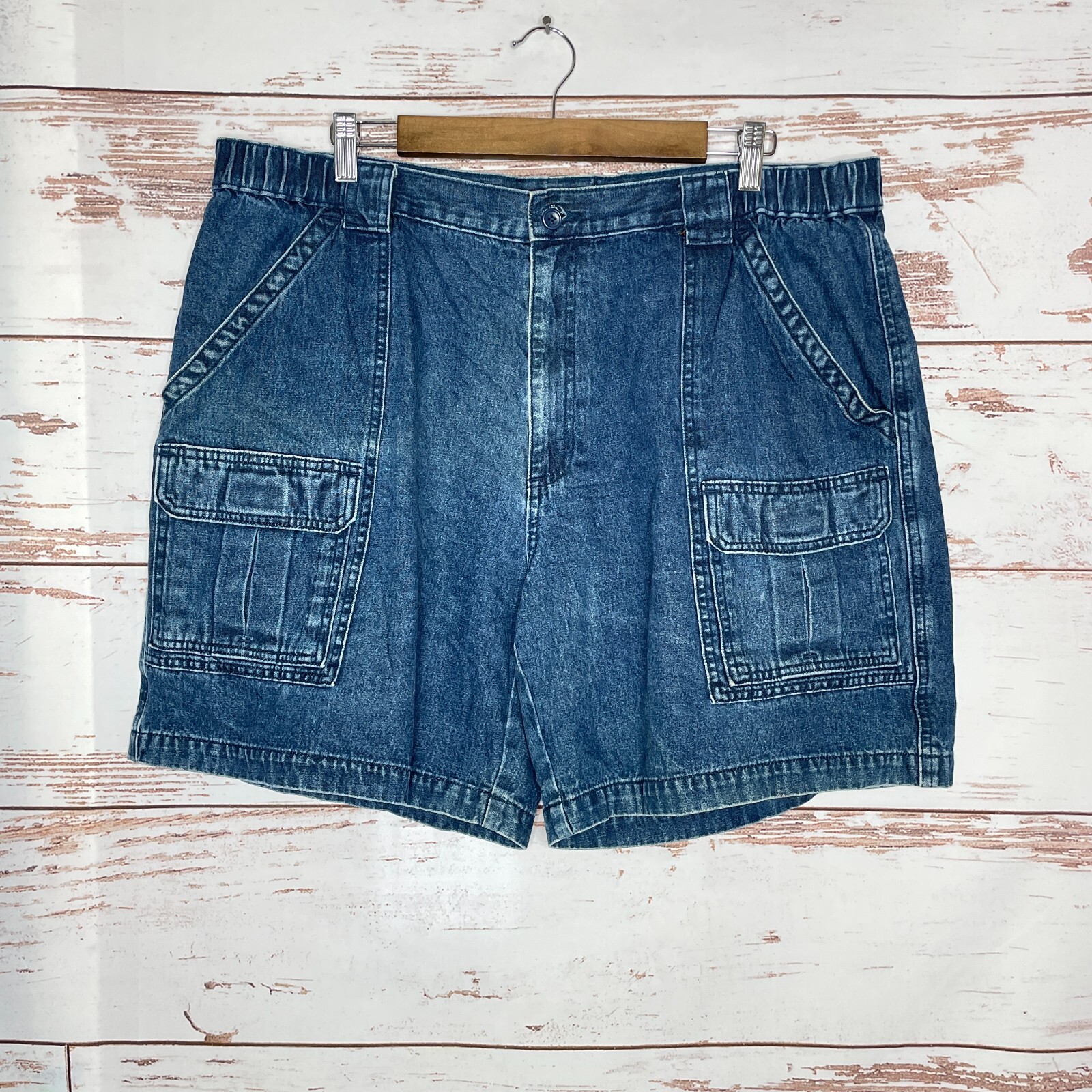 Savane Men's Denim Blue Cargo Shorts 40 Gem