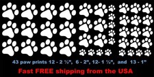 White Paw Prints Cat Dog Variety Set Of 43 Vinyl Decal Stickers 1 - 2 12 Car