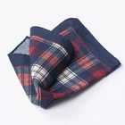 TIGER OF SWEDEN Pocket Square Blue Red Plaid Check Wool Menswear Classic