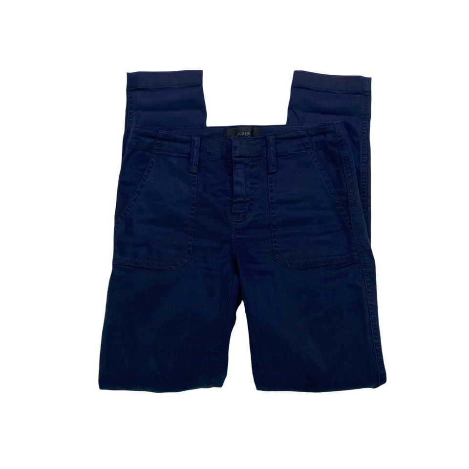 J. Pantalones chinos de tiro bajo Crew ajustados elásticos cargo para mujer talla 23 azul marino Foto 4 de 4