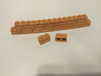 Lego (lot Of 17) 1x2 Brown Modified Masonry Brick Wall
