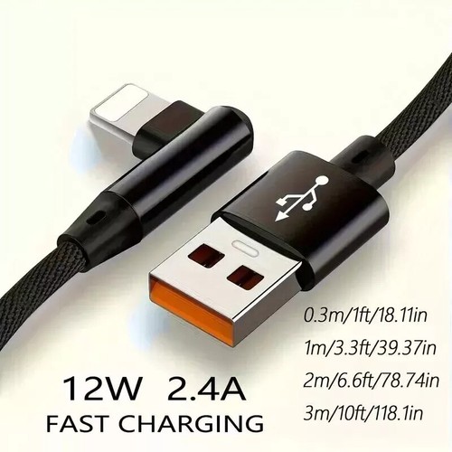 iPhone Schnellladekabel 90 Grad Winkel 30cm für 7 8 X 11 12 13 14 IOS 8-Pin 1-3m - Bild 12 von 28