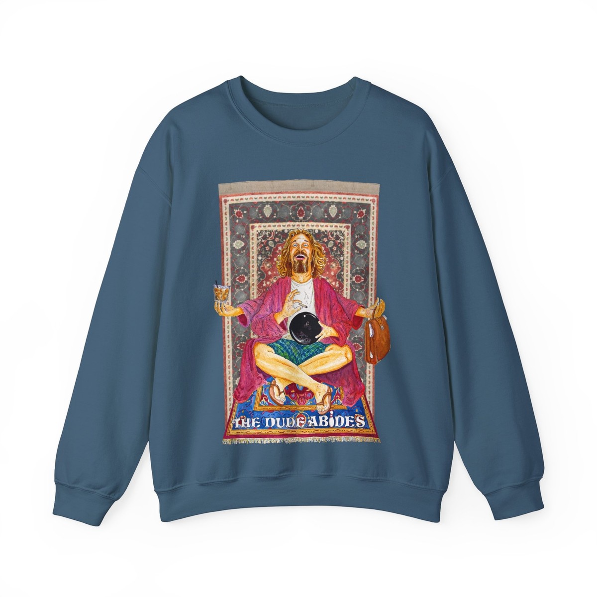トップス THE BIG LEBOWSKI CREW NECK SWEAT SHIRT The Big Lebowski His Dudeness Adult Crewneck Sweatshirt Navy