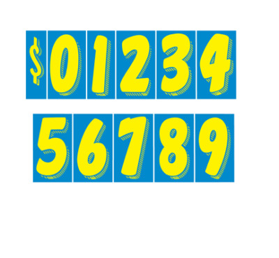 Advertising Numbers Window Stickers - 7.5" Red & Yellow Vinyl Digits For Car Pricing, High Visibility, 12-Pack