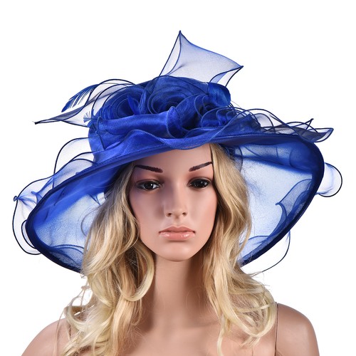 Vestido de mujer Iglesia Boda Kentucky Derby Ancho Ala Pluma Sun Floppy Hat A341 - Imagen 26 de 119