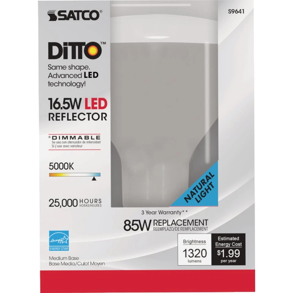 Satco Ditto 85W Equivalent Natural Light BR40 Medium Dimmable LED Floodlight - Image 2 of 2