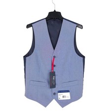 Tommy Hilfiger Mens Modern Fit Suit Vest Sz Small Blue Stretch Cotton Chambray