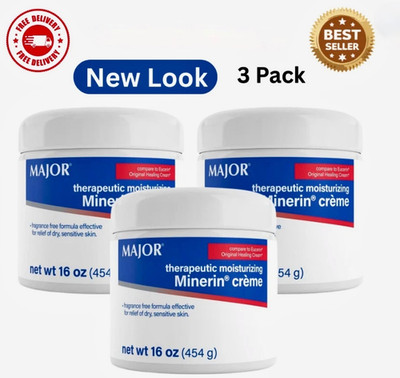 3 PACK - 06/2029 NEW LOOK Major Minerin Creme Dry Sensitive Skin 16oz Co Eucerin