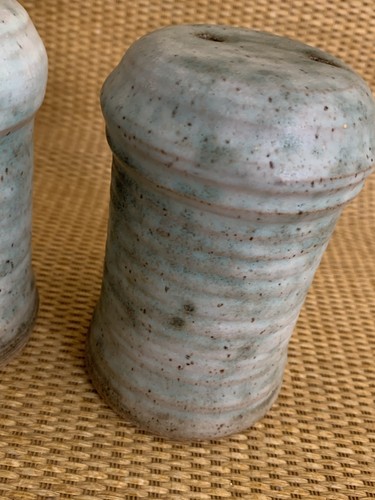 Peter's Pottery Large Shaker Set Jade Glaze Marked and Hand Signed "Peter '07" - Picture 3 of 14