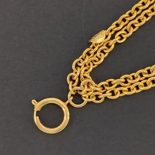 CHANEL Borsa Trapuntata Charm Top Doppia Catena Collana GP Placcata Oro Donna