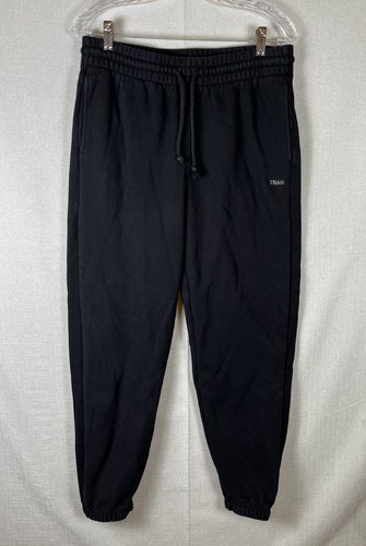 Aritzia TNA Cozy Fleece Boyfriend Fit Sweatpants Size Medium Black Thick Joggers