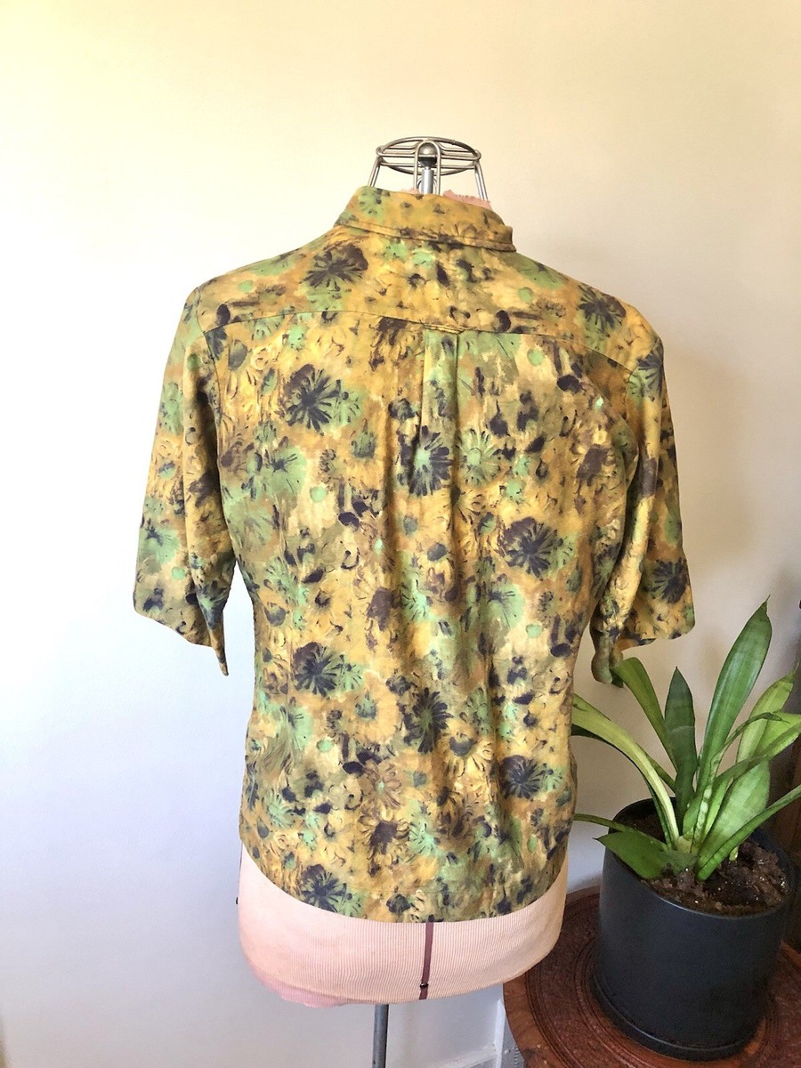 Vintage Mid Century Green & Ochre Floral Lady Bayard Shirt View 6