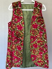 VTG Womens Tapestry Carpet Floral Vest bust 36" -37"Boho Festival