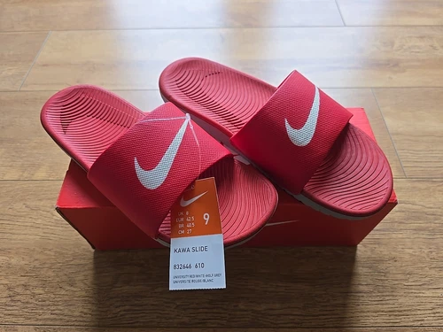 NUOVO DEADSTOCK RARO sandalo Nike Kawa Slide University rosso bianco 819352 600 UK 8