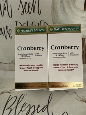 Nature s Bounty Cranberry With Vitamin C; 60 Softgels (2 Pack) Exp 10/26