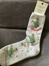 NWT American Eagle Gray Grinch Merry Grinchmas Novelty Crew Socks OS