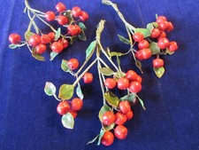 Vtg Millinery Fruit Collection Red Glossy 1/2" Apple Berry Cherry H5535