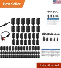 80Pcs Clip-on Ferrite Ring Core RFI EMI Noise Suppressor Cable Clip for 3mm/5...