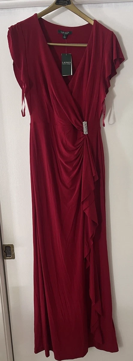 chinese dress ladies Ralph Lauren Spring 2013 Leather Embellished Red Gown