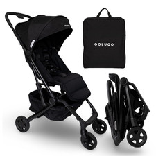Lightweight Compact Stroller, Auto-Fold, Recline, Rain Cover Cup Holder, Black