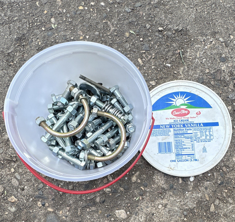 Ice cream pail with new bolt hardware