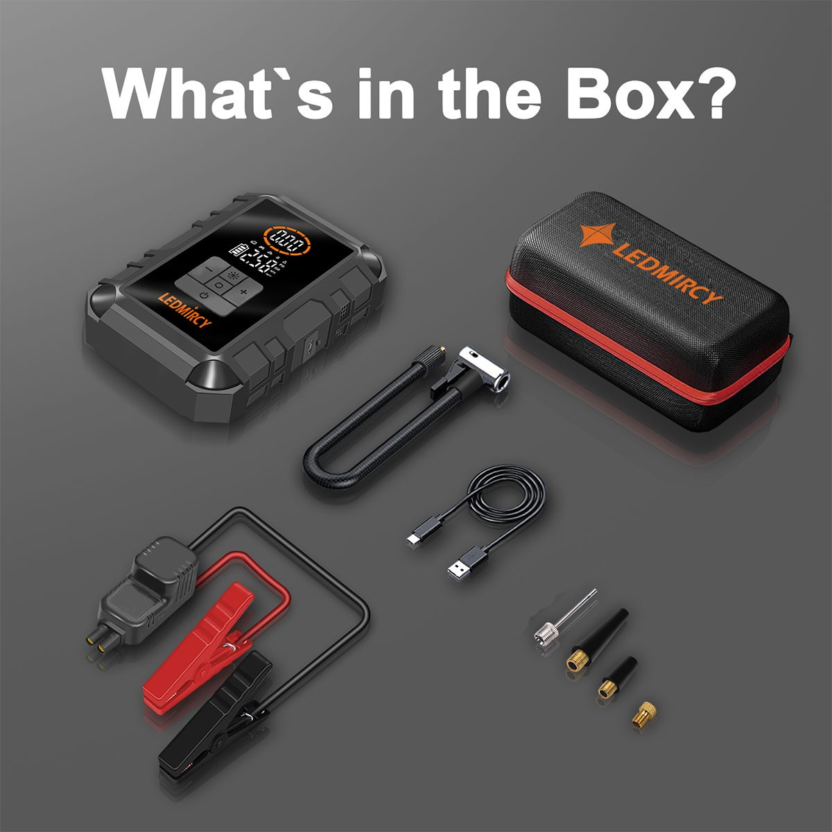 8000A Car Jump Starter with Air Compressor Battery Jumper Box Charger Booster