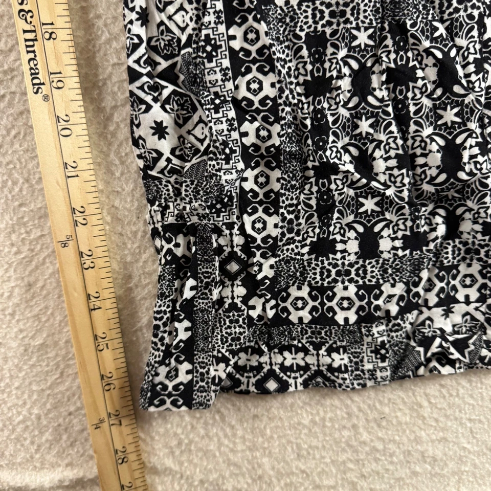 Pantalones Palazzo BeBop Negros Blancos Estampado Patchwork Pierna Ancha Para Mujer Medianos Boho Foto 3 de 4