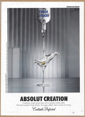 Absolut Vodka Magazine Print Ad Cocktails Perfected Bottle Advertisement  2011