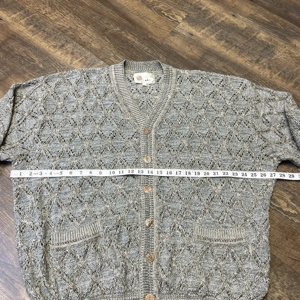 VTG Naturals By COOGI Australia Earth Tone 3D Knit Sweater Linen Cotton Cardigan - Image 3 of 4