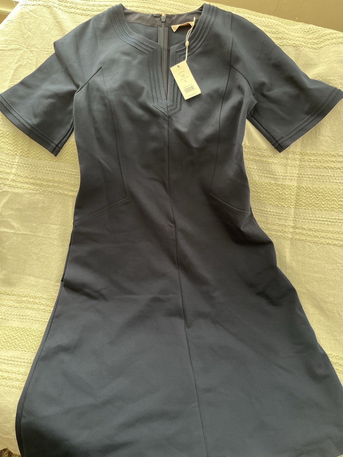 NWT Tory Burch Jules Dress Women’s Medium Navy Sheath Midi Dress $348