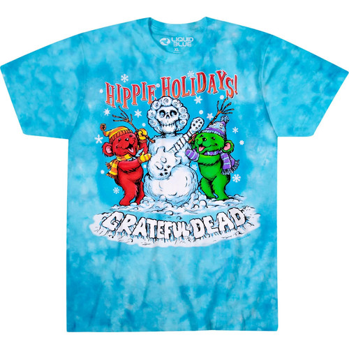 Grateful Dead Liquid Blue Hippie Holidays Tie Dye Tee LG. S.S. Tee New
